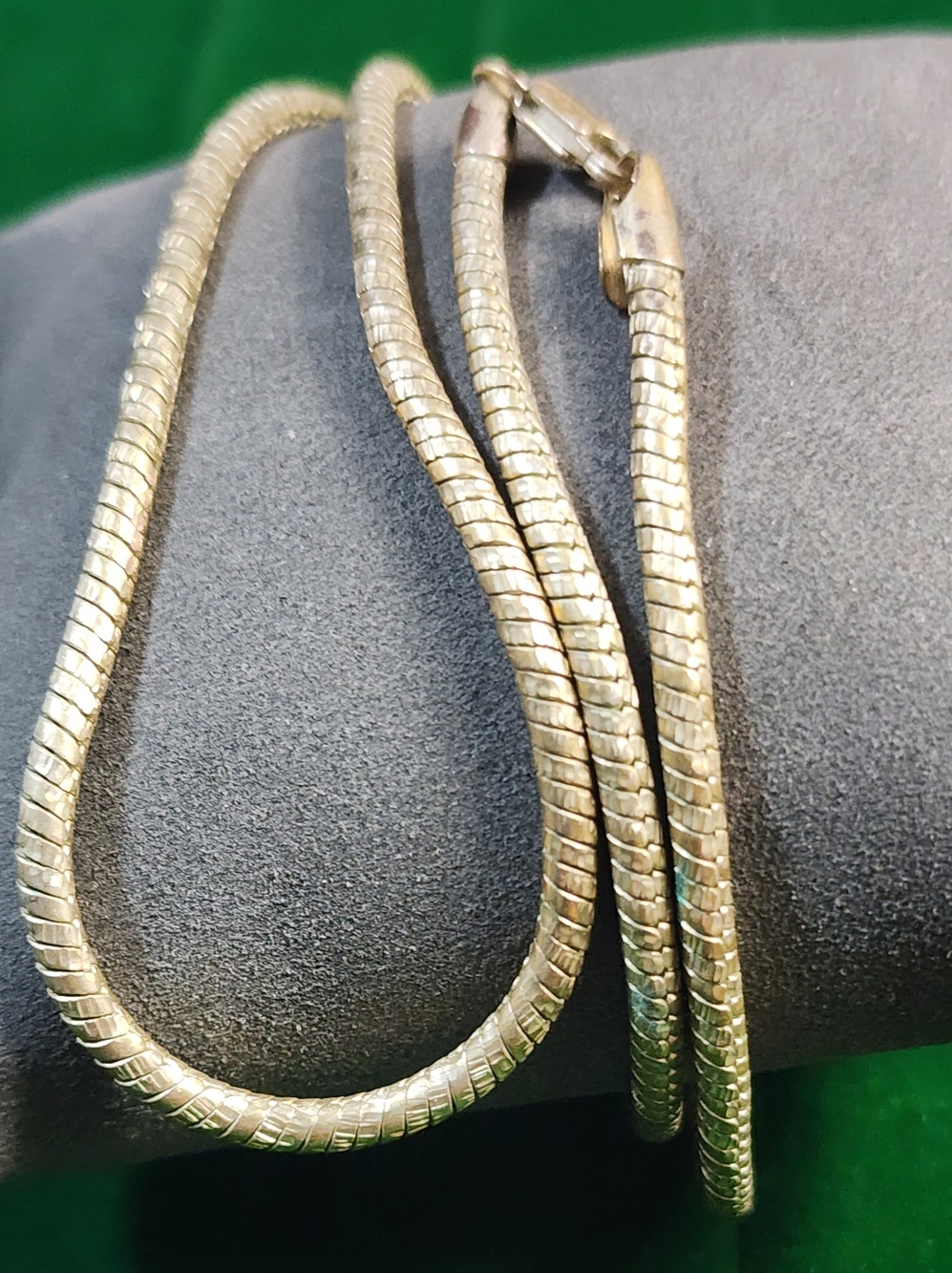 Vintage 1980s Gold Tone Snake Chain Necklace Heavy Textured Statement